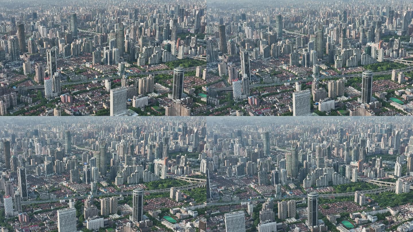 4K原素材-上海黄浦区高楼大厦城市全景