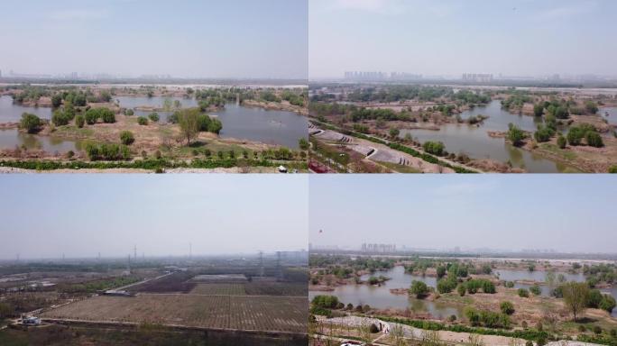 陕西西安渭北河堤路航拍