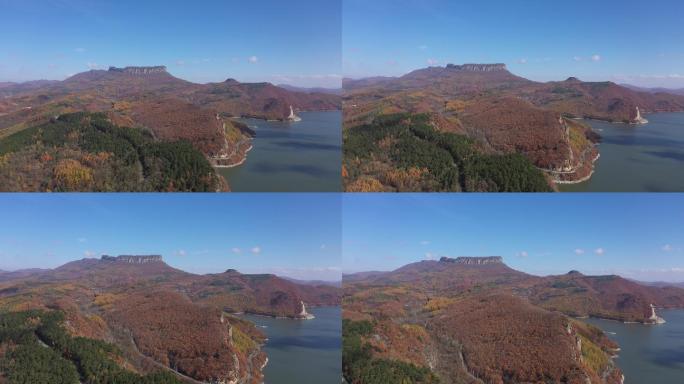 风景 山区 树林  枫叶 秋季 河水