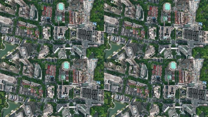 疫情下航拍上海静态清零封城市空城