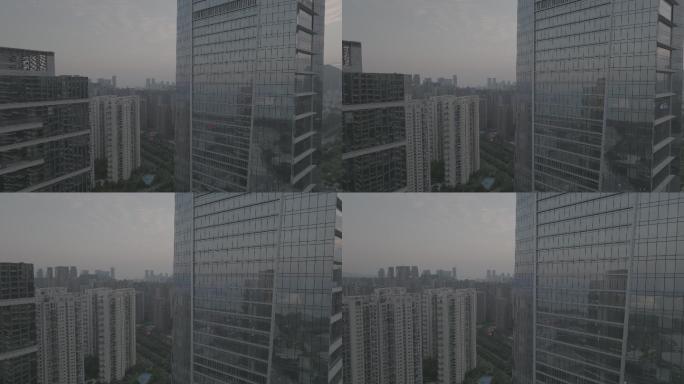 深圳高楼玻璃面4K航拍灰片