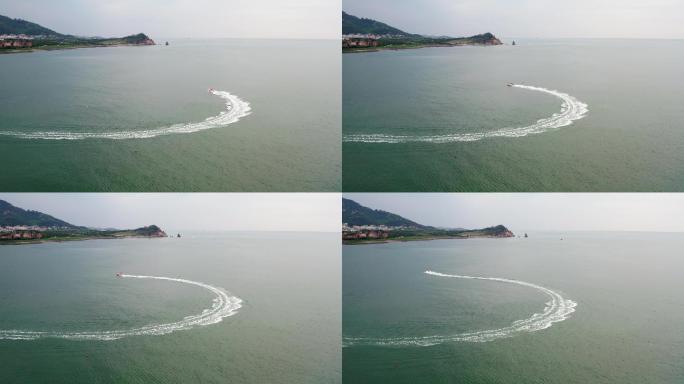 大海中的快艇航拍4K视频