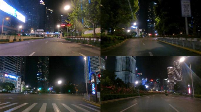 上海封城中夜晚城市道路建筑