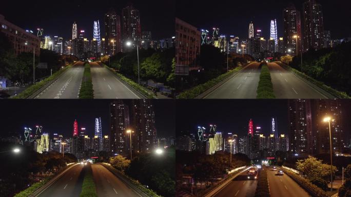 福华路夜景航拍4k