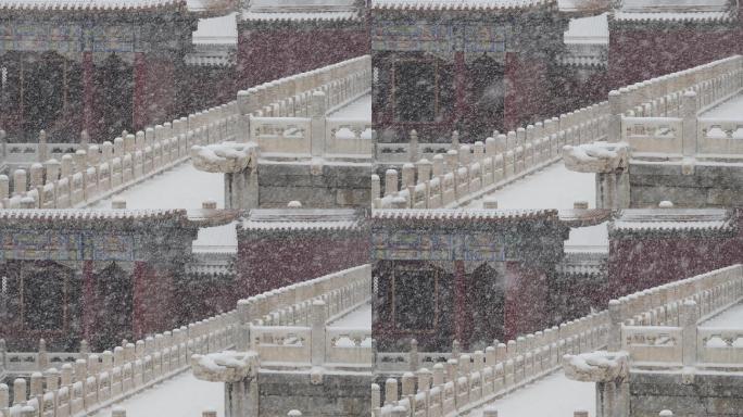 大雪中的北京故宫古建筑