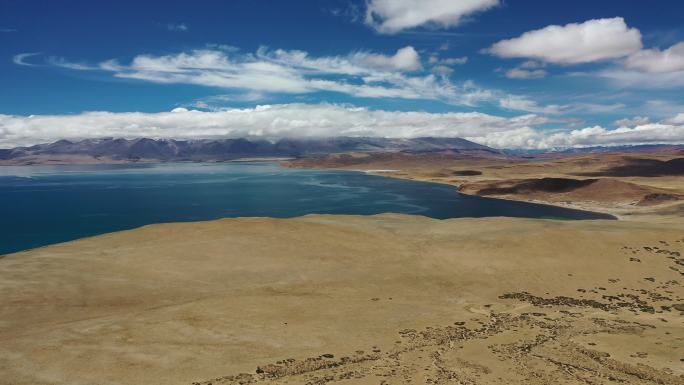 西藏阿里青藏高原玛旁雍错自然风光航拍