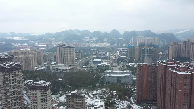 贵州 黔南 文峰塔 雪景 航拍