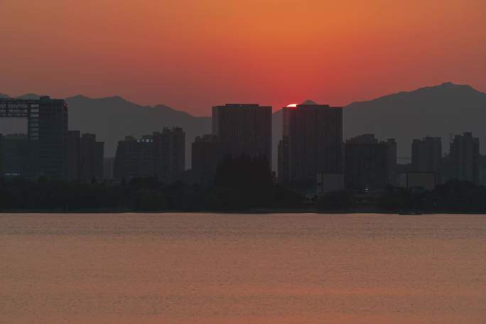 浙江杭州钱塘江日落延时摄影8k