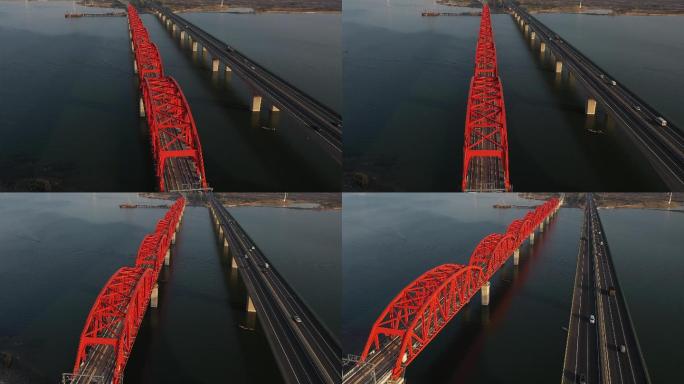 京张高铁跨水库特大桥180度旋转拍摄素材