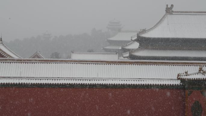 大雪中的北京故宫古建筑雪景