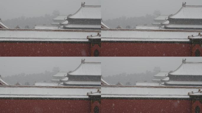 大雪中的北京故宫古建筑雪景