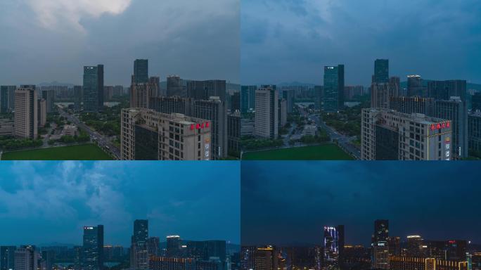 杭州临平新城日转夜延时摄影