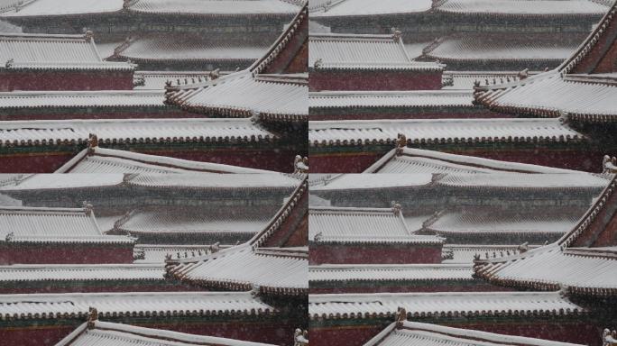 大雪中的北京故宫古建筑