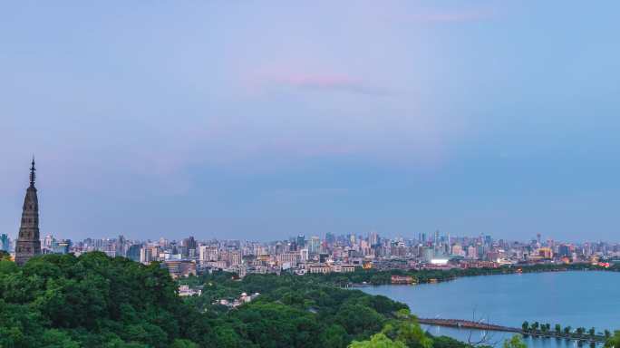 杭州西湖宝石山日转夜延时