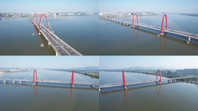 航拍 杭州之江大桥 钱塘江 楼盘 开发