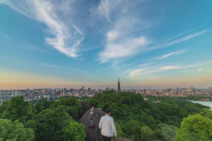 杭州西湖宝石山延时摄影