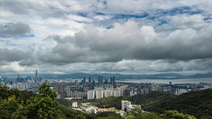 深圳天际线乌云滚滚轨迹延时摄影