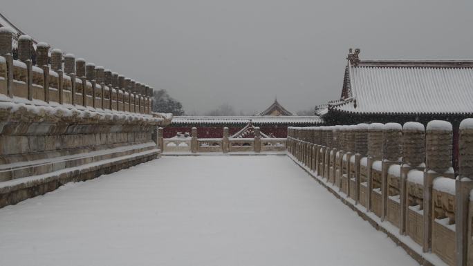 大雪中的北京故宫古建筑雪景