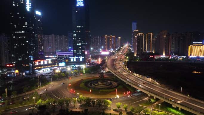 【4K正版】航拍赣州市中心城市夜景
