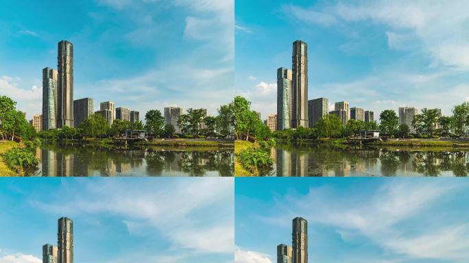 杭州临平新城地标CBD建筑延时摄影