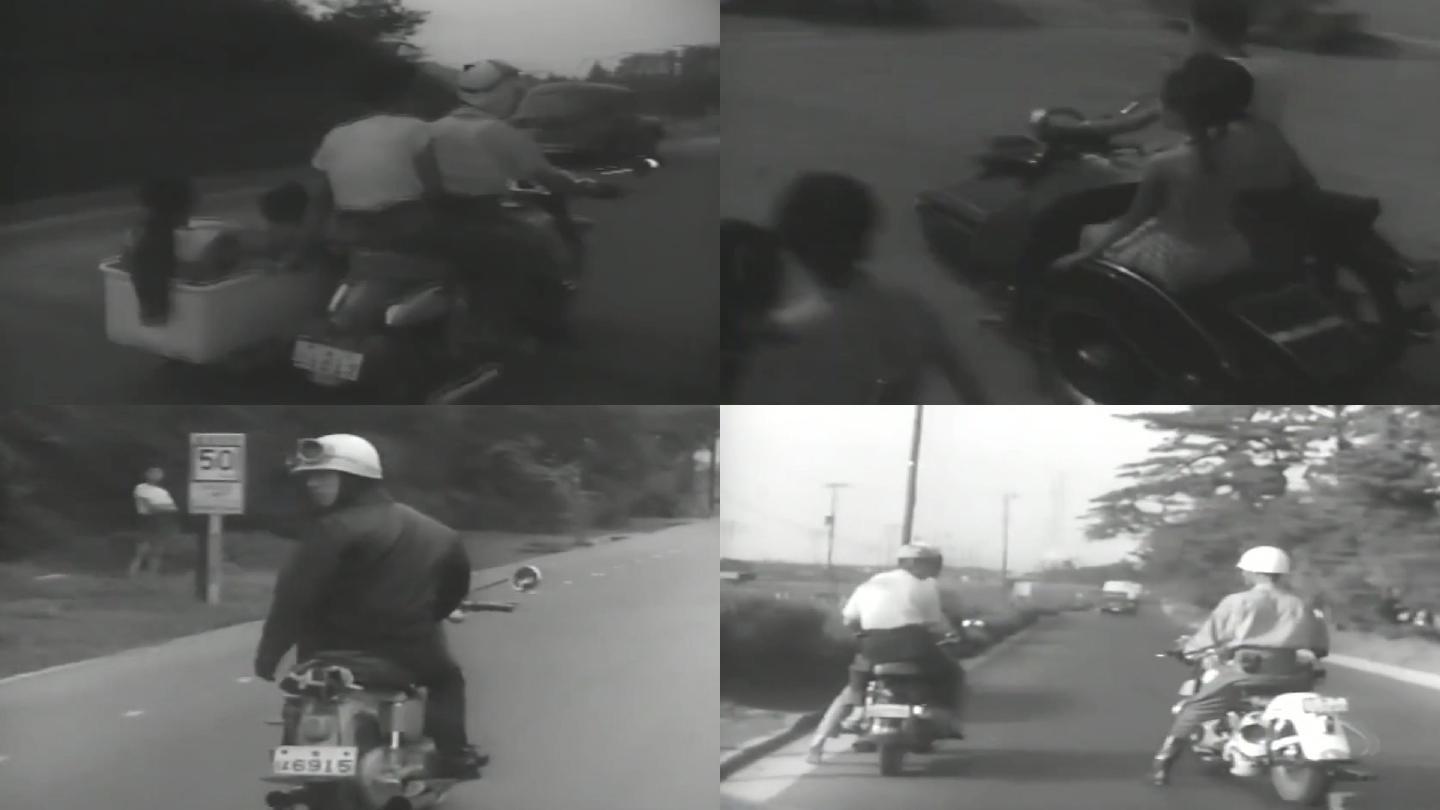 70年代骑摩托车三菱摩托车