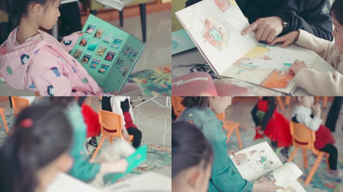 图书馆小孩读绘本小孩看书小朋友