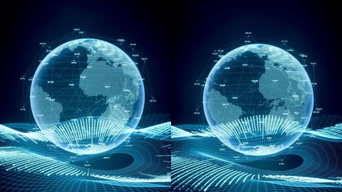 数字地球与科技线条3D渲染