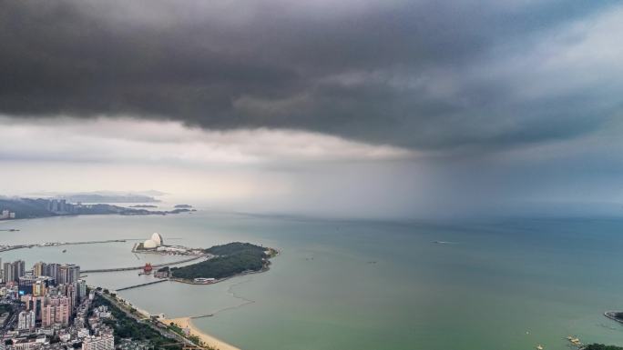 4K珠海市香炉湾日月贝海上局部降雨