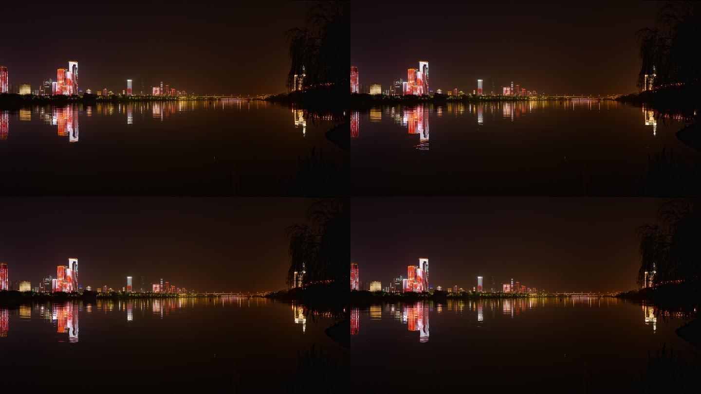 长沙城市夜景湘江橘子洲大桥