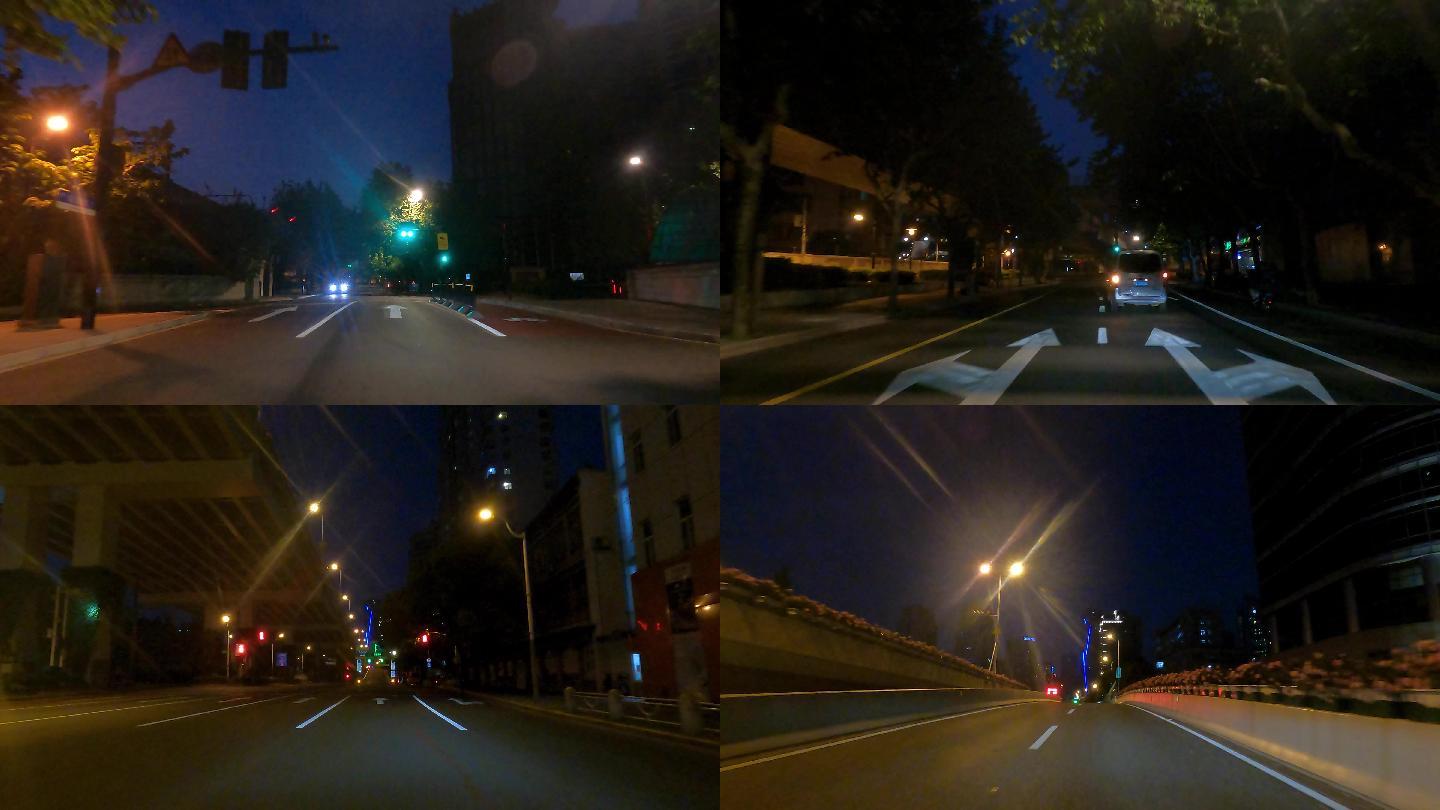 上海封城中的寂静夜晚建筑道路