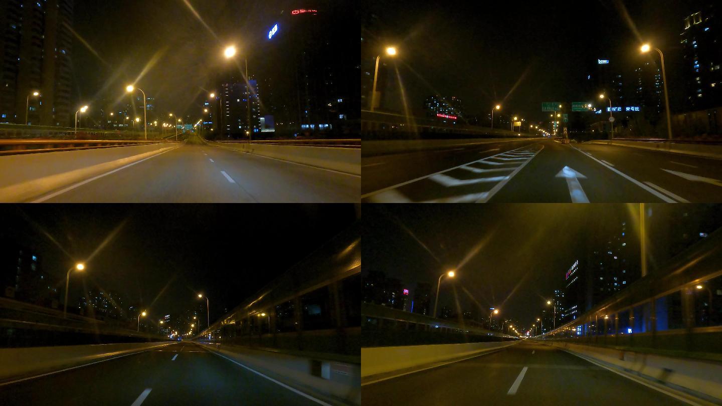 上海封城中的空旷夜景高架道路