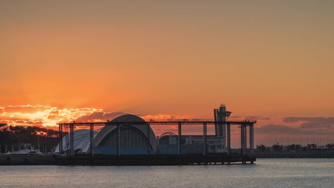 4k青岛奥帆日出延时海上日出