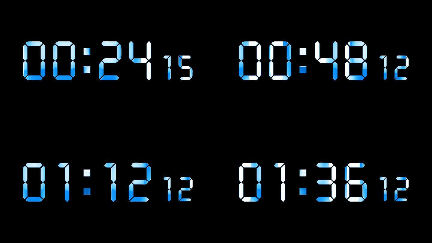 4K蓝色液晶数字顺数2分钟精确毫秒 2