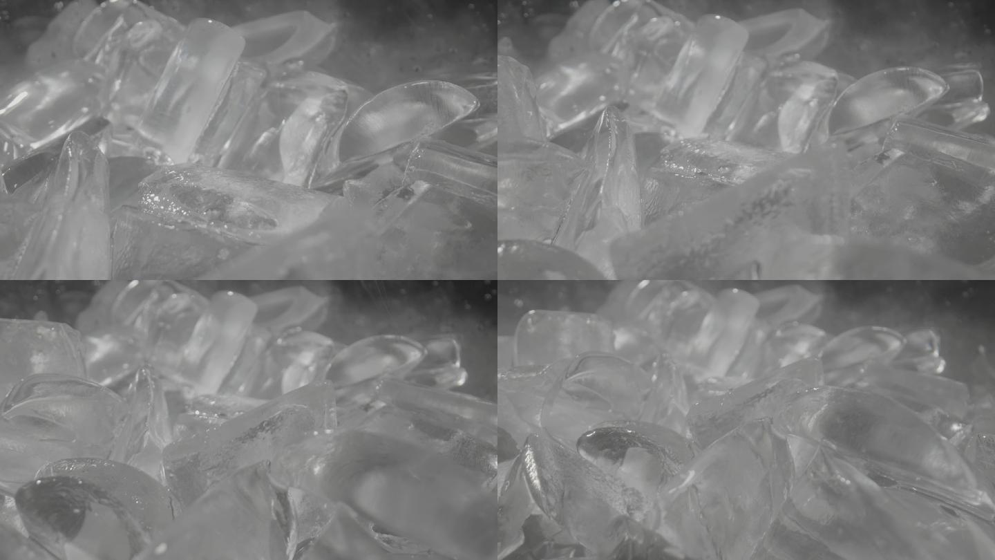 4K冰冻冰凌冰晶冰清澈冰透明冰结构特写