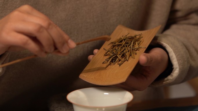 实拍茶艺茶具置茶1080P100帧