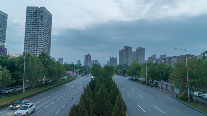 城市车流云流日转夜延时风景宣传片新乡