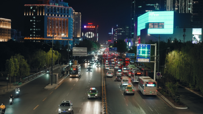 郑州夜景城市街道