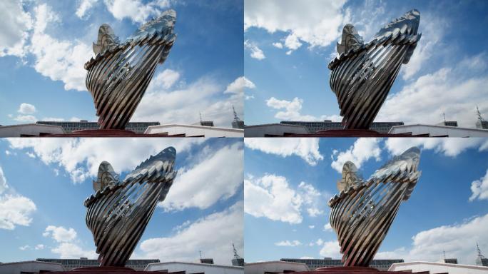 赤峰市政府广场飞龙在天雕塑延时4K