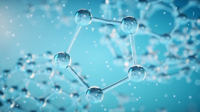 蓝色的微观分子3D渲染
