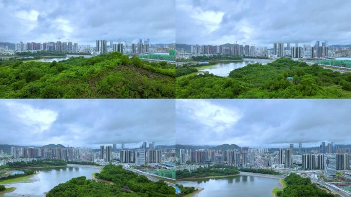 深圳民治水库 雨后民治街道