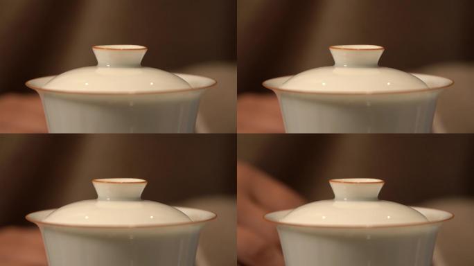 实拍茶艺泡茶茶具碗盖1080P100帧