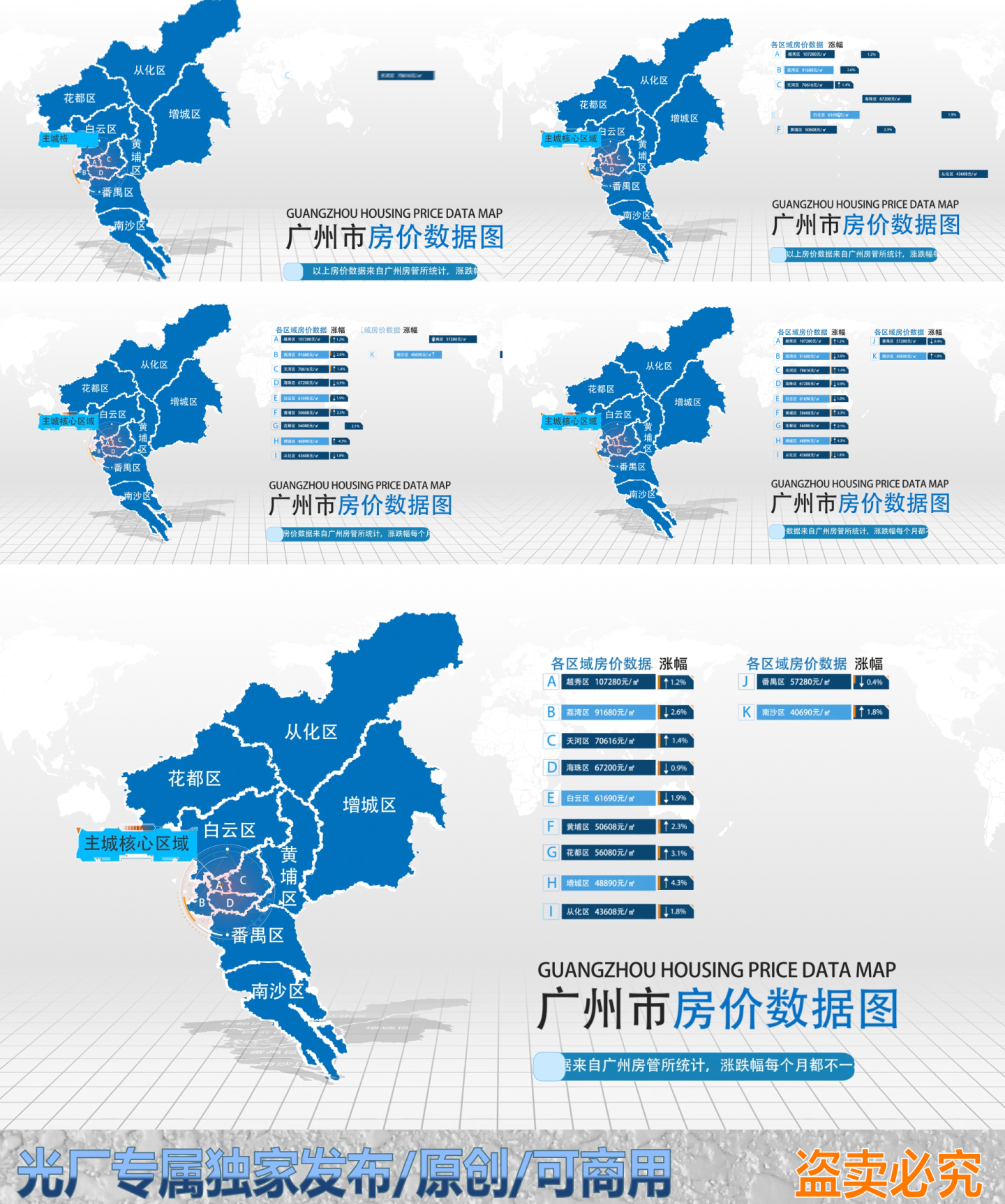 广州房价数据图AE模板