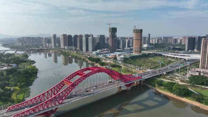 【4K正版】航拍赣州章江新世纪大桥车流