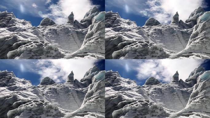 白云蓝天冰川消融气候变暖高清延时摄影