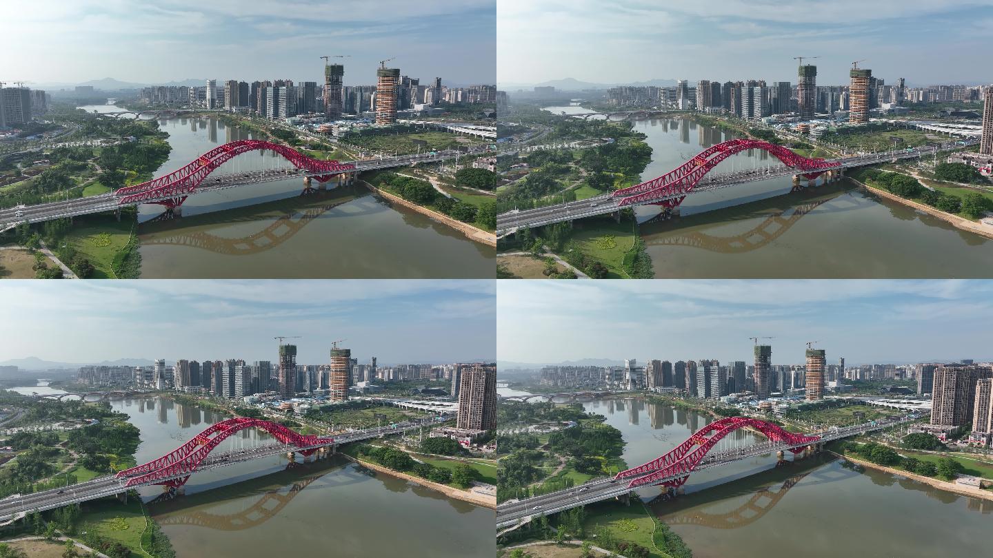 【4K正版】航拍赣州章江新世纪大桥车流