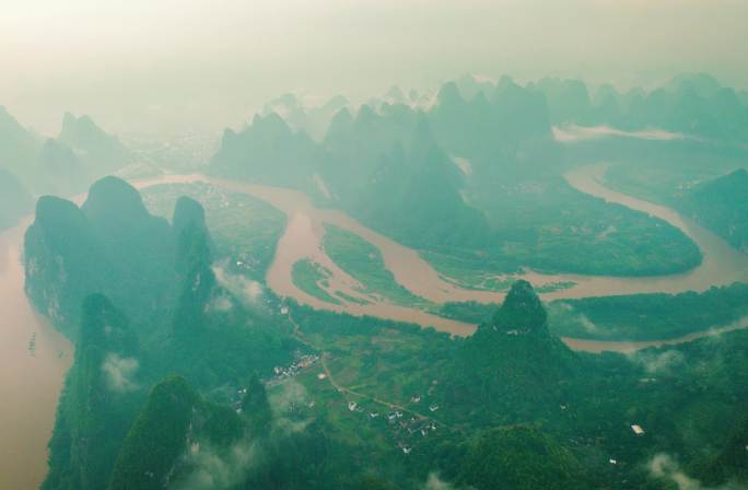 桂林兴坪阳朔大水大气延时风景