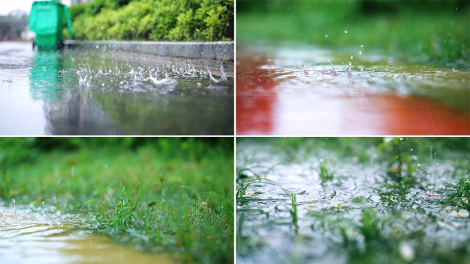 实拍流体水滴雨水下雨慢动作