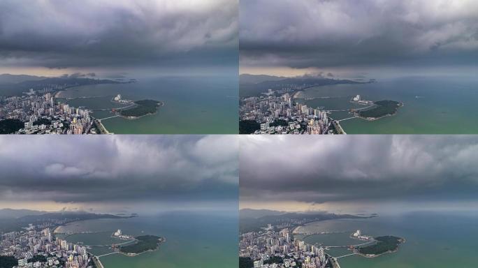 珠海市情侣路日月贝海上降雨过程4K