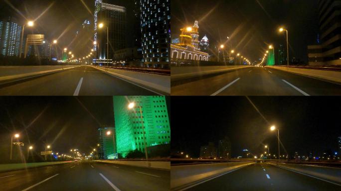 上海封城中的光晕夜景高架路