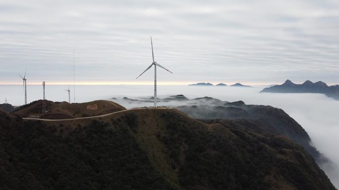 云浮罗定风车山航拍